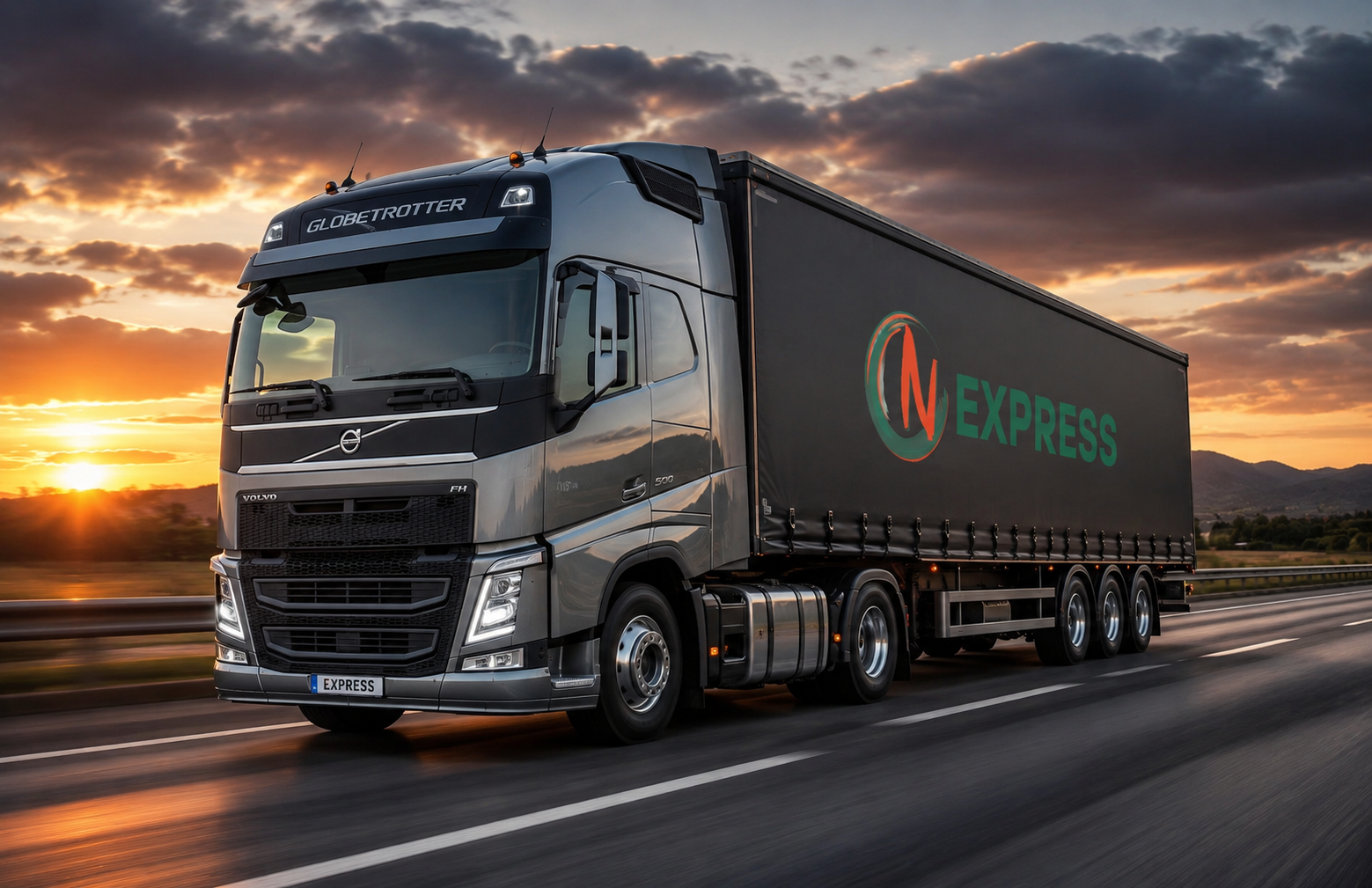 Caminhão da N EXPRESS em operação rodoviária